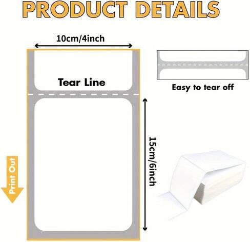 Perforated and Strong Adhesive Direct Thermal Shipping Labels - Pack of 500 4x6 Thermal Labels Fanfold - (Commercial Grade) in Saudi Arabia