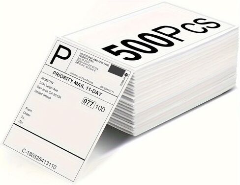 Perforated and Strong Adhesive Direct Thermal Shipping Labels - Pack of 500 4x6 Thermal Labels Fanfold - (Commercial Grade) in Saudi Arabia