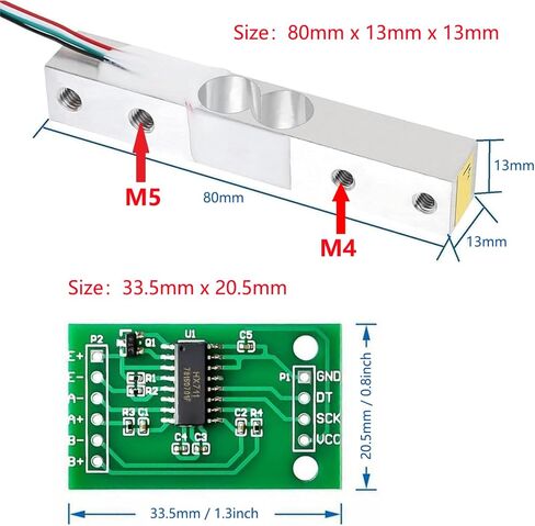 1KG/5KG/10KG/20KG Load Cell Amplifier+HX711 24-Bit ADC Weighing Sensor Module Used to Measure Force, Pressure, Displacement, Strain, Torque, Acceleration. (10KG) in Saudi Arabia