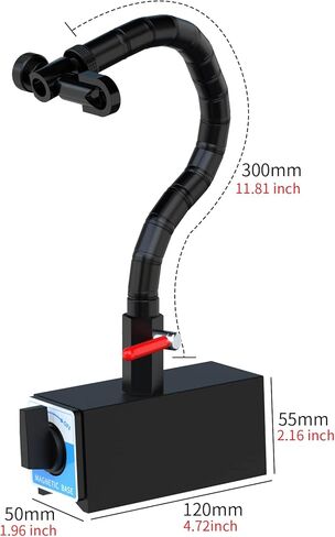 قاعدة مغناطيسية، مناسبة لأضواء الآلة المغناطيسية، حامل المؤشر متري M8 X 1.25 فتحة مدببة، 4.72 × 1.96 × 2.16 بوصة، قطعة واحدة... in Kuwait