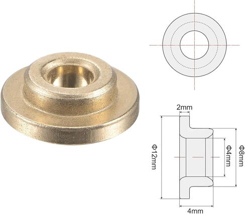 uxcell Flange Sleeve Bearings 4mm Bore 8mm OD 6mm Length 12mm Flange Dia 2mm Flange Thickness Sintered Bronze Self-Lubricating Bushing 2pcs in Saudi Arabia