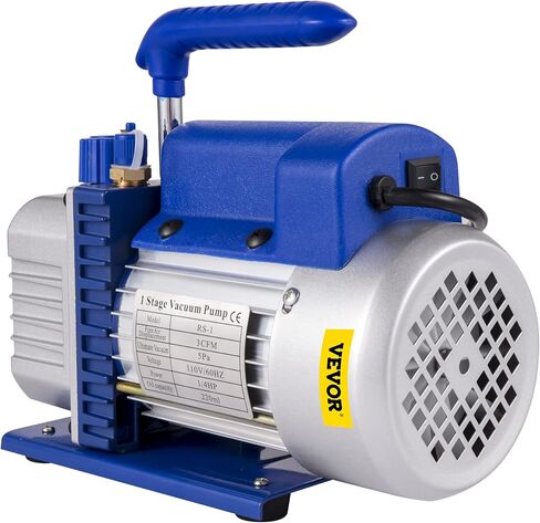 VEVOR غرفة فراغ 5 جالون ومجموعة مضخة 3.5 CFM، طقم غرفة تفريغ الهواء بغطاء من الزجاج المقسى، مضخة تفريغ أحادية المرحلة مع زجاجة زيت 250 مل، لتثبيت الخشب، والسيليكونات، والإيبوكسيات in Kuwait