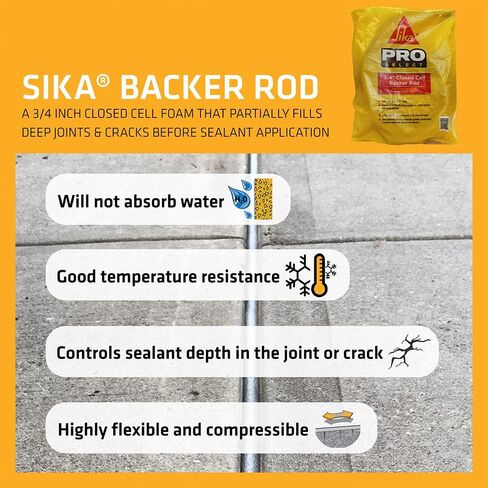 Sika - Polyethylene foam - Closed cell backer rod (gray) - to fill joints and cracks before applying sealant - water-resistant, flexible - 3/4" x 20' (pack of 6) in Saudi Arabia
