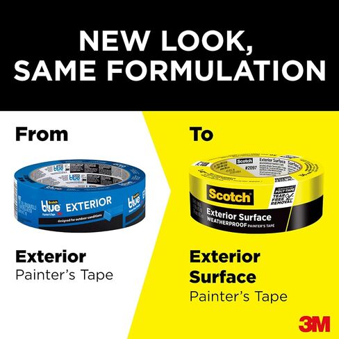 شريط سكوتش للرسام الخارجي، 1.41 بوصة × 45 ياردة، شريط قناع مقاوم للماء للأسطح الخارجية، يمكنه التعامل مع الرياح والمطر والرطوبة وأشعة الشمس المباشرة، السندات بقوة، 1 لفة (2097-36EC-XS) in Kuwait