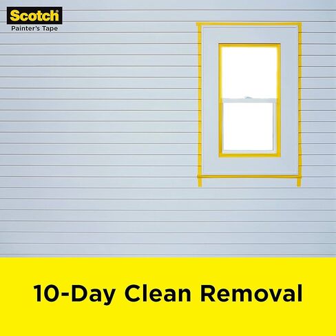 شريط سكوتش للرسام الخارجي، 1.41 بوصة × 45 ياردة، شريط قناع مقاوم للماء للأسطح الخارجية، يمكنه التعامل مع الرياح والمطر والرطوبة وأشعة الشمس المباشرة، السندات بقوة، 1 لفة (2097-36EC-XS) in Kuwait
