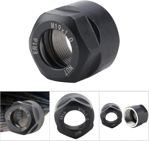 صامولة التثبيت، حامل ظرف الطحن من الفولاذ 42crMo من الفولاذ عالي الصلابة لساق الأداة (أسود، ER16 خارجي A داخلي نوع M M19*1.0) in Kuwait