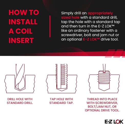 E-Z LOK Threaded Insert for Metal 303 Stainless Steel Thread Inserts 8-32 Internal Threads, 5/16-18 External Threads, 0.290" Length-(Pack of 20,100 Count Total) in Saudi Arabia