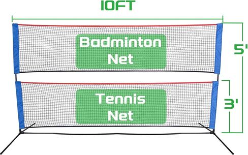 Badminton Net, Portable Badminton Net with Stand, Height Adjustable Badminton Net Set Backyard Outdoor, 10X3 FT Tennis Volleyball Net Easy Setup in Kuwait