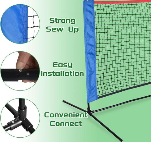 Badminton Net, Portable Badminton Net with Stand, Height Adjustable Badminton Net Set Backyard Outdoor, 10X3 FT Tennis Volleyball Net Easy Setup in Kuwait