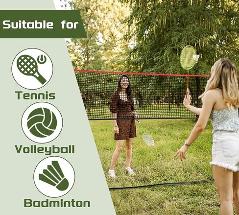 Badminton Net, Portable Badminton Net with Stand, Height Adjustable Badminton Net Set Backyard Outdoor, 10X3 FT Tennis Volleyball Net Easy Setup in Kuwait