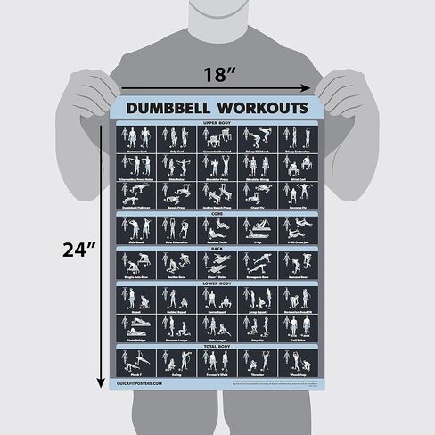 20 Pack - Exercise Poster Set: Dumbbell, Suspension, Battle Rope, Stretching, Bodyweight, Barbell, Yoga, Exercise Ball, Muscular, Kettlebell, Resistance Bands and More [Dark] (LAMINATED, 18" x 24") in Saudi Arabia