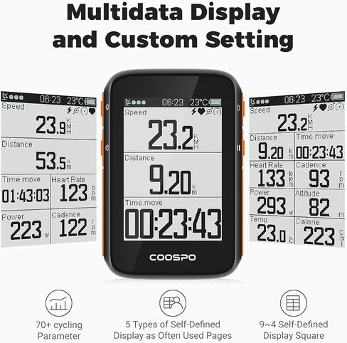 كمبيوتر دراجة COOSPO لاسلكي GPS، عداد سرعة الدراجة مع إضاءة خلفية تلقائية، كمبيوتر GPS لركوب الدراجات بتقنية البلوتوث، كمبيوتر دراجة BC200 مع مقاوم للماء، متوافق مع تطبيق CooSporide HR/Cad/Spd/مستشعر الطاقة in Kuwait