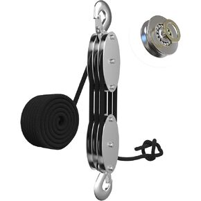Rope Hoist Pulley System with Metal Bearing, 2200LB Pulley Block and Tackle, 6:1 Lifting Power 50ft, Heavy Duty Pulley Block for Hunting Lifting Garage Warehouses Building Gift in Kuwait
