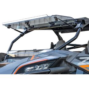 SuperATV Scratch Resistant 3-in-1 Flip Windshield for CFMoto ZForce 950 2020-2022, Made of 1/4" Hard Coated Polycarbonate, Comes Preassembled, Can be Closed, Vented, or Fully Open, USA Made in Saudi Arabia