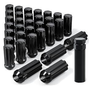 M14x1.5 Lug Nuts Black with Spline Tuner, 2 inches Tall with Cone Seat, Black Electrophoresis Compatible with Chevrolet Silverado Suburban 1500 Ford Expedition, Set of 32+1 in Kuwait