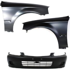 Garage-Pro Front Bumper Cover Kit Compatible With 1999-2000 Honda Civic, Sedan (US, Canada, Japan Built) / Hatchback/Coupe Models, 3-Piece Kit, w/Fenders, Driver and Passenger Side in Saudi Arabia