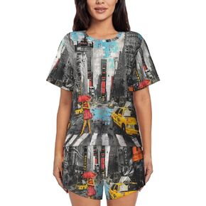Love from New York Prints Women's Short Sleeve Pajamas Set, 2 Piece Sleepwear Set T-Shirt Tops and Shorts, in Saudi Arabia