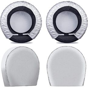 Mr.You Tire Covers Set of 4,Fits 25-28 Inch Diameter Tires,Heavy Duty Waterproof Sun Protection 600D Oxford Tires Covers,Elastic band design on the back, Diameter 28Inch,Silver in Saudi Arabia