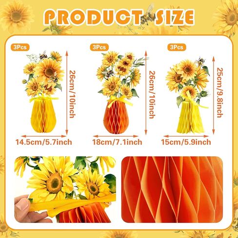 SUNBEAUTY 9 PCS Wildflowers Honeycomb Centerpieces Wildflower Birthday Party Decorations Spring Wildflower Theme Table Centerpieces for Wedding Little Wildflowers Baby Shower Supplies in Saudi Arabia