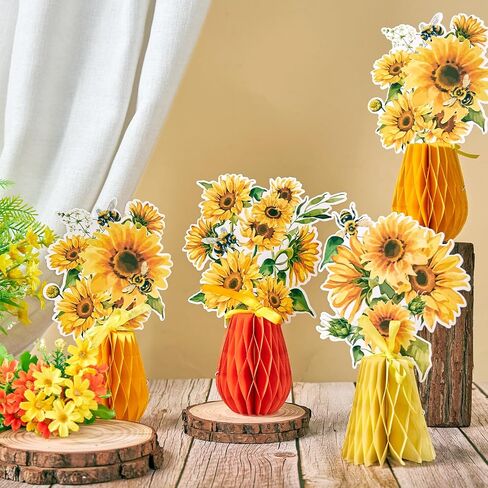 SUNBEAUTY 9 PCS Wildflowers Honeycomb Centerpieces Wildflower Birthday Party Decorations Spring Wildflower Theme Table Centerpieces for Wedding Little Wildflowers Baby Shower Supplies in Saudi Arabia