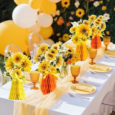SUNBEAUTY 9 PCS Wildflowers Honeycomb Centerpieces Wildflower Birthday Party Decorations Spring Wildflower Theme Table Centerpieces for Wedding Little Wildflowers Baby Shower Supplies in Saudi Arabia