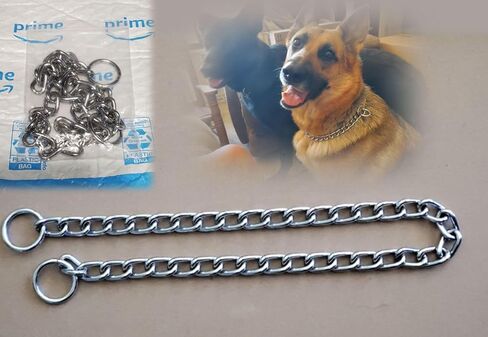 Chain Choke Collar for Dogs, Metal Slip Link Training Heavy Duty Dog Choker Collar Martingale Puppy Collars for XS Small Medium Large Big XL Breed Dogs (Silver, L(Neck Max 20inch) D3.5mm) in Saudi Arabia