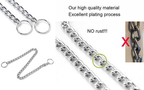 Chain Choke Collar for Dogs, Metal Slip Link Training Heavy Duty Dog Choker Collar Martingale Puppy Collars for XS Small Medium Large Big XL Breed Dogs (Silver, L(Neck Max 20inch) D3.5mm) in Saudi Arabia