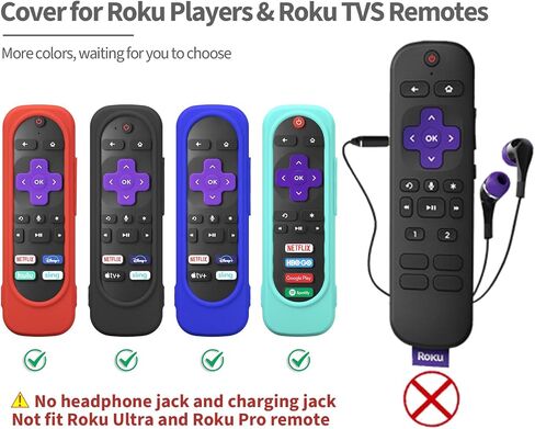 غطاء جهاز تحكم عن بعد من السيليكون لجهاز التحكم عن بعد لتلفزيون Roku، غطاء حافظة من السيليكون متوافق مع معظم أجهزة التحكم عن بعد الصوتية من Roku، غطاء Roku Rmote مقاوم للصدمات وقابل للغسل مع حبل (أرجواني) in Kuwait