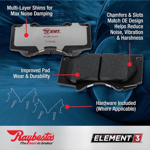 Raybestos Premium Raybestos element3 استبدال وسادة الفرامل المعدنية الخلفية المعدنية المحددة 1999-2003 فولكس واجن يوروفان سنوات (PGD808M) in Saudi Arabia