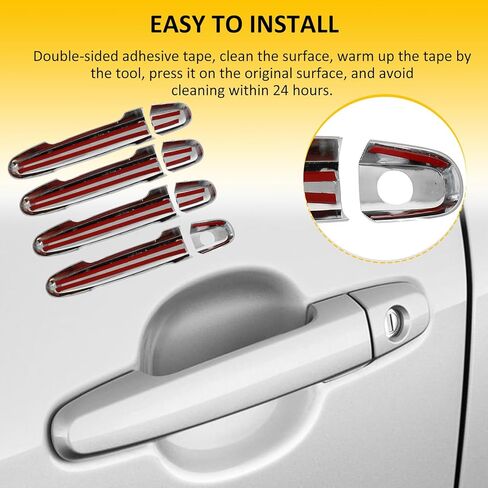 OCPTY 4PCS Door Handle Covers for 2003-2013 for Corolla 2003-2012 for Toyota Matrix 2001-2011 for RAV4 2007-2011 for Toyota Yaris Exterior Driver Side & Passenger Side Car Door Handle Trim Kit Chrome in Saudi Arabia