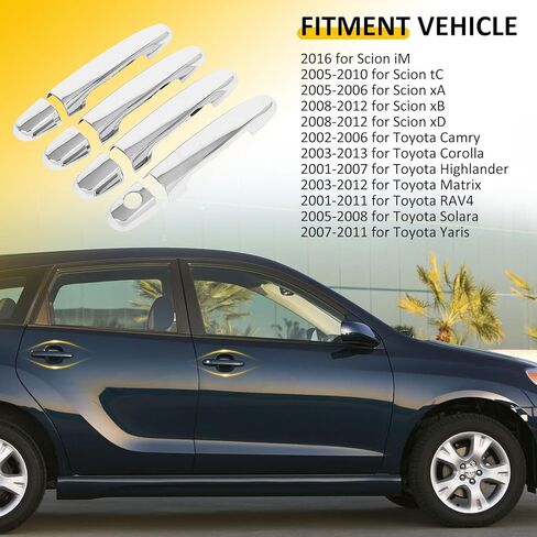 OCPTY 4PCS Door Handle Covers for 2003-2013 for Corolla 2003-2012 for Toyota Matrix 2001-2011 for RAV4 2007-2011 for Toyota Yaris Exterior Driver Side & Passenger Side Car Door Handle Trim Kit Chrome in Saudi Arabia