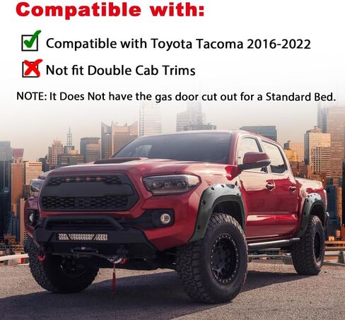 4pcs Fender Flares ، متوافقة مع Toyota Tacoma 2016-2022 ، نمط برشام الجيب ، أسود غير لامع in Saudi Arabia