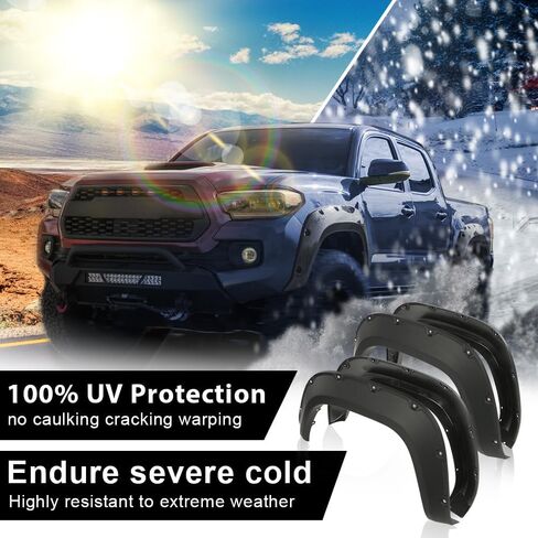 4pcs Fender Flares ، متوافقة مع Toyota Tacoma 2016-2022 ، نمط برشام الجيب ، أسود غير لامع in Saudi Arabia