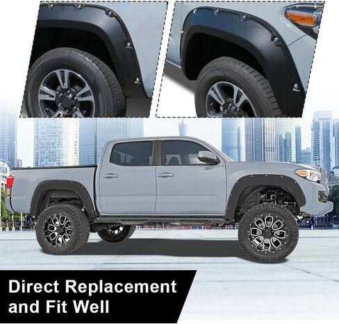 4pcs Fender Flares ، متوافقة مع Toyota Tacoma 2016-2022 ، نمط برشام الجيب ، أسود غير لامع in Saudi Arabia