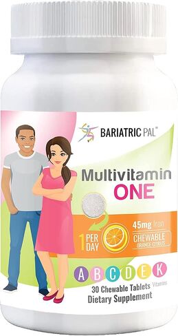 BariatricPal Multivitamin ONE 1 per Day! Bariatric Multivitamin Chewable with 45mg Iron - Orange Citrus (30 Count) in Kuwait