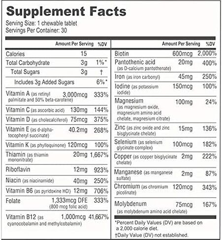BariatricPal Multivitamin ONE 1 per Day! Bariatric Multivitamin Chewable with 45mg Iron - Orange Citrus (30 Count) in Kuwait