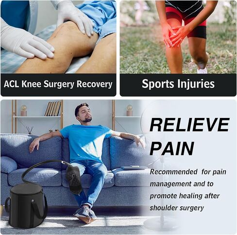 Portable Cold Therapy System Machine with Adjustable Knee, Therapy Ice Machine After Knee Surgery, Flexible Universal Pad Suitable for Knee, Shoulder, Ankle, Cervical, Back, Leg and Hip Black in Saudi Arabia