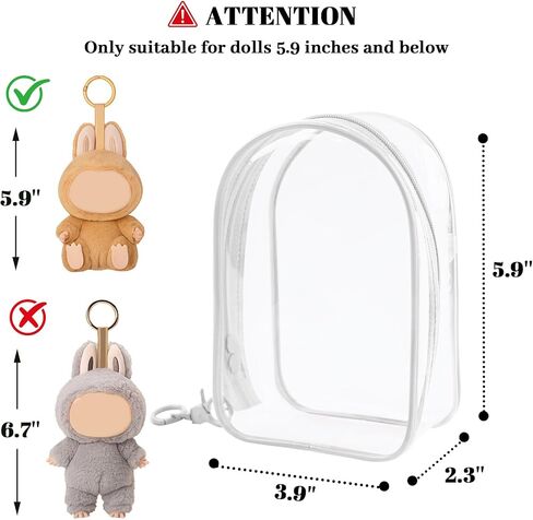 Large Clear Figure Display Bag with Keychain Case Blind Box Keychain Carrying Case, Portable Small Doll Storage Pouches PVC Bag (White Standing) in Saudi Arabia