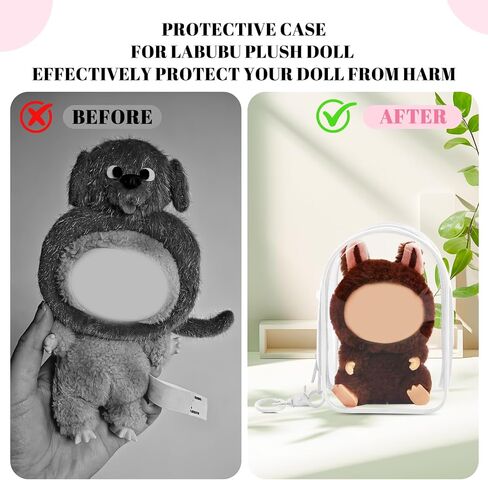 Large Clear Figure Display Bag with Keychain Case Blind Box Keychain Carrying Case, Portable Small Doll Storage Pouches PVC Bag (White Standing) in Saudi Arabia