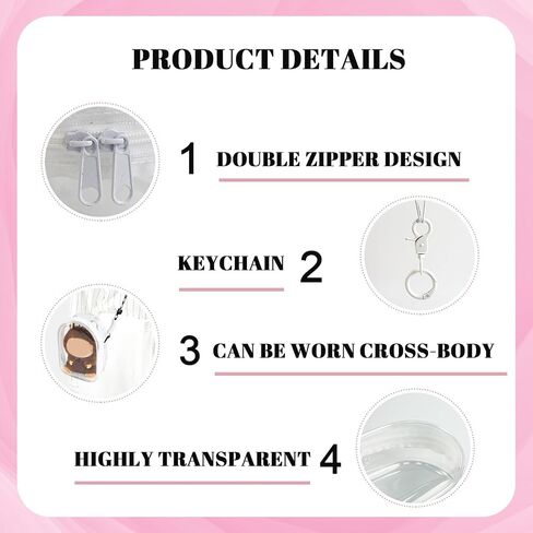 Large Clear Figure Display Bag with Keychain Case Blind Box Keychain Carrying Case, Portable Small Doll Storage Pouches PVC Bag (White Standing) in Saudi Arabia