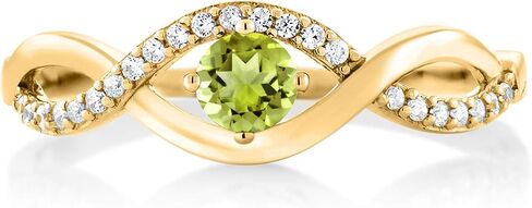 GEM Stone King 18K الذهب الأصفر مطلي بالفضة 4 ملم جولة الأحجار الكريمة الخاتم اللانهاية | زفاف مشاركة الذكرى الوعد خاتم للنساء | حجم 5،6،7،8،9 in Kuwait