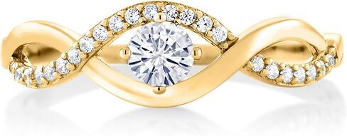 GEM Stone King 18K الذهب الأصفر مطلي بالفضة 4 ملم جولة الأحجار الكريمة الخاتم اللانهاية | زفاف مشاركة الذكرى الوعد خاتم للنساء | حجم 5،6،7،8،9 in Kuwait