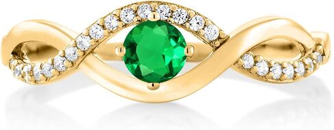 GEM Stone King 18K الذهب الأصفر مطلي بالفضة 4 ملم جولة الأحجار الكريمة الخاتم اللانهاية | زفاف مشاركة الذكرى الوعد خاتم للنساء | حجم 5،6،7،8،9 in Kuwait