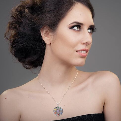 Chakra Earrings Mandala Lotus Flower 7 Chakra Necklace for Women Sterling Silver Yoga Jewelry Gifts in Saudi Arabia