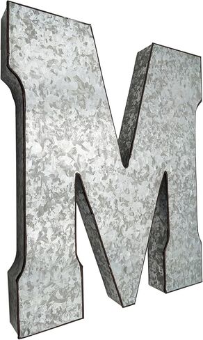 SciencePurchase 20" Metal Letter M Wall Decor, Silver with Rusted Edges, Galvanized Wall Mountable Decoration for Country, Mid-Century, or Farmhouse Themed Room or Event in Kuwait