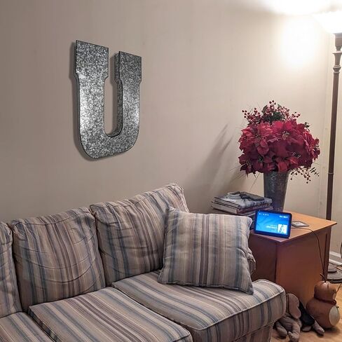 SciencePurchase 20" Metal Letter M Wall Decor, Silver with Rusted Edges, Galvanized Wall Mountable Decoration for Country, Mid-Century, or Farmhouse Themed Room or Event in Kuwait