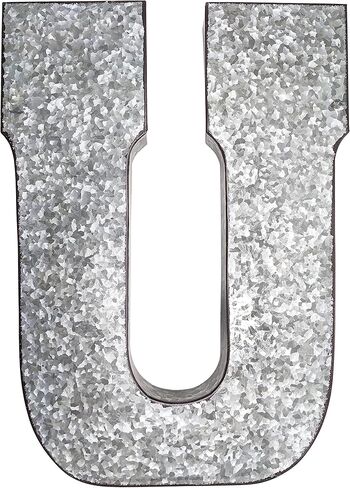 SciencePurchase 20" Metal Letter M Wall Decor, Silver with Rusted Edges, Galvanized Wall Mountable Decoration for Country, Mid-Century, or Farmhouse Themed Room or Event in Kuwait