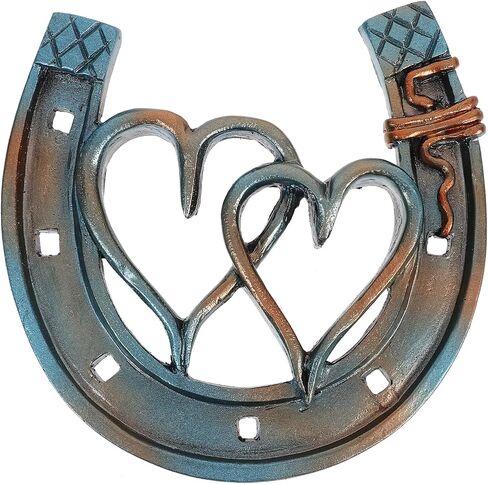 Amosfun Horseshoe Wall Art Decor Hollow Double Heart Horseshoe Wall Sculpture Rustic Horse Shoes Hanging Western Decor Easter Party Decorations for Home Garden in Saudi Arabia