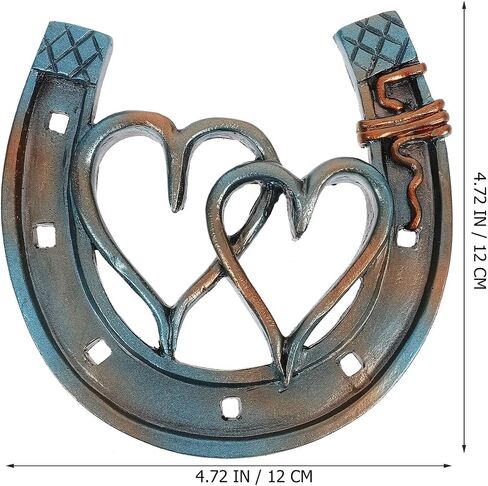 Amosfun Horseshoe Wall Art Decor Hollow Double Heart Horseshoe Wall Sculpture Rustic Horse Shoes Hanging Western Decor Easter Party Decorations for Home Garden in Saudi Arabia