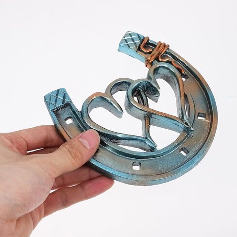 Amosfun Horseshoe Wall Art Decor Hollow Double Heart Horseshoe Wall Sculpture Rustic Horse Shoes Hanging Western Decor Easter Party Decorations for Home Garden in Saudi Arabia